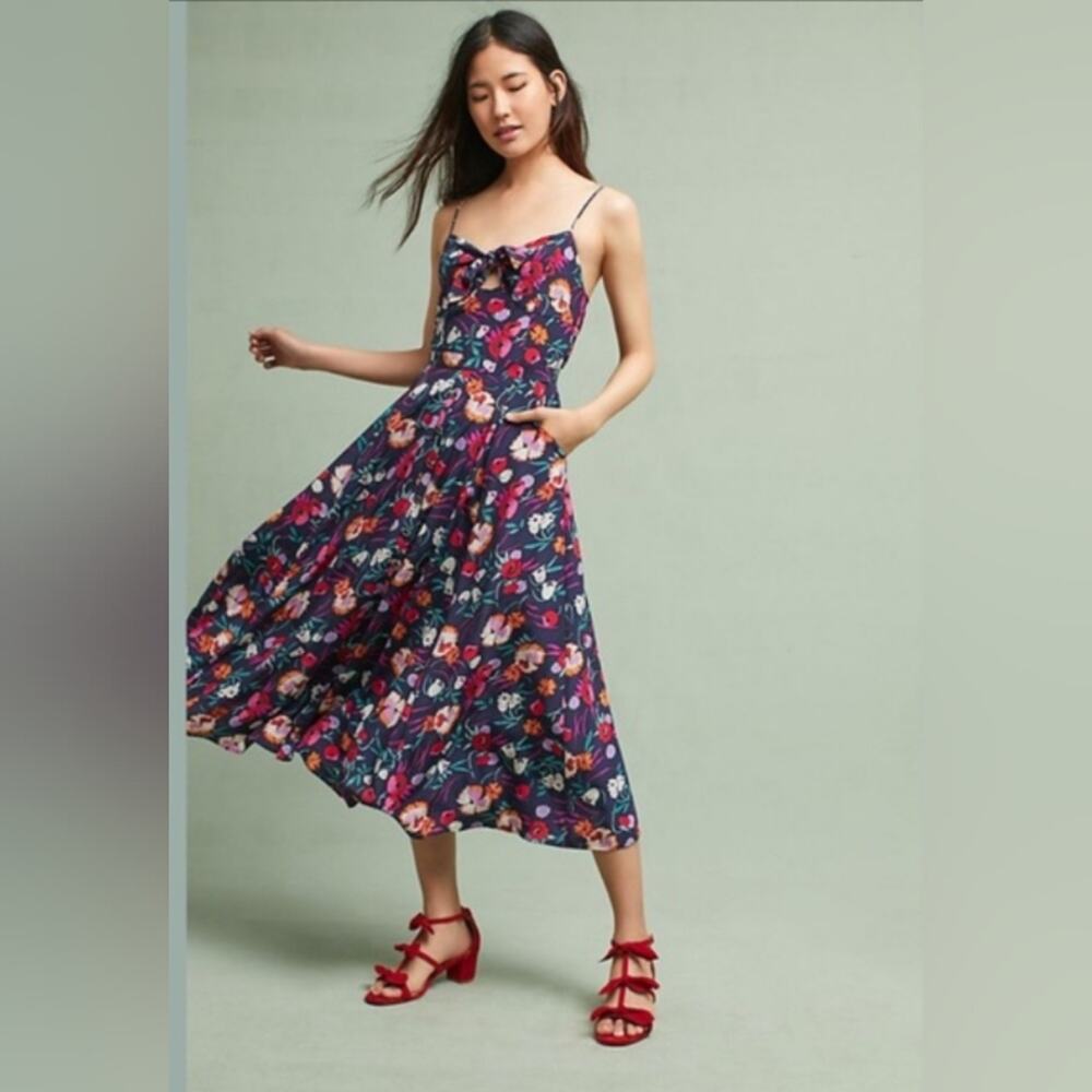 Yumi Kim Pretty Woman Silk Floral Midi Dress XS Button Front Rivington Valley
